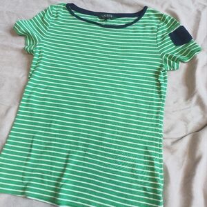 Lauren Ralph Lauren LRL Striped Green Short Sleeve Tee Shirt, Medium